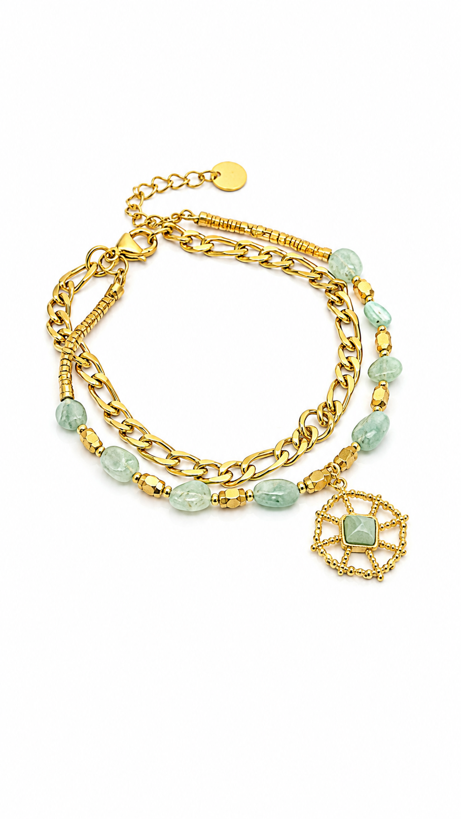 Mint Green Layered Charm Bracelet