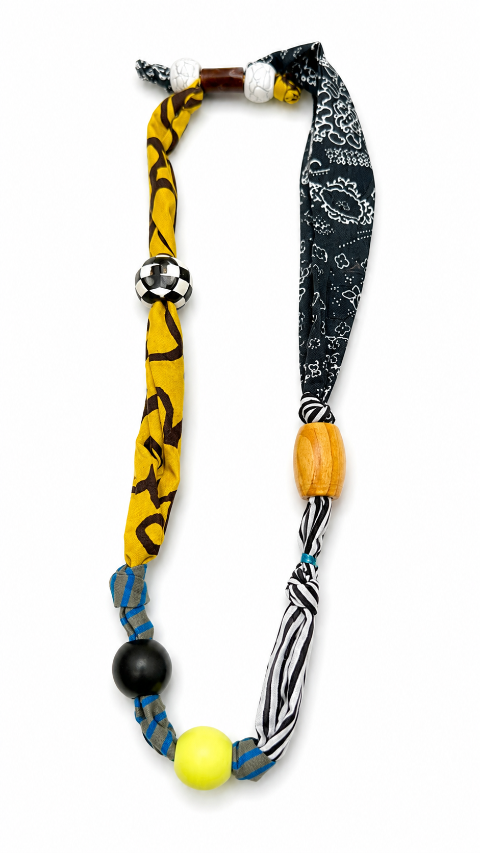 Tribal Fabric Bead Necklace