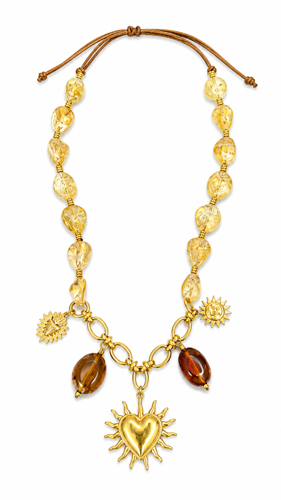 Amber Sun Heart Necklace