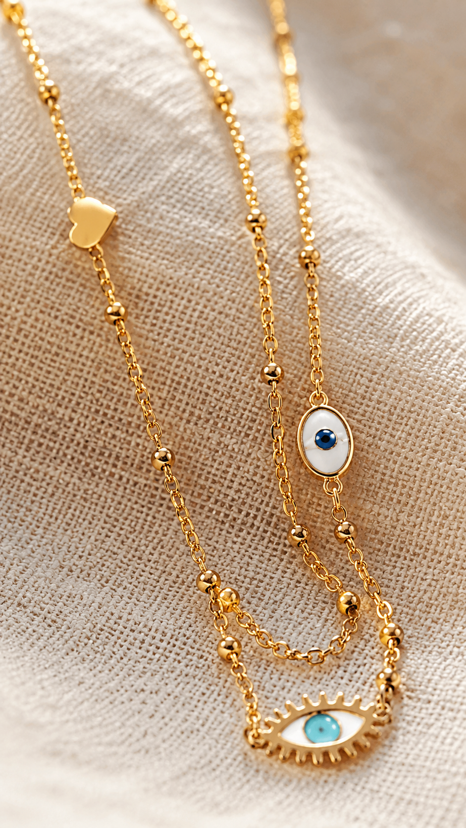Golden Evil Eye Layered Necklace