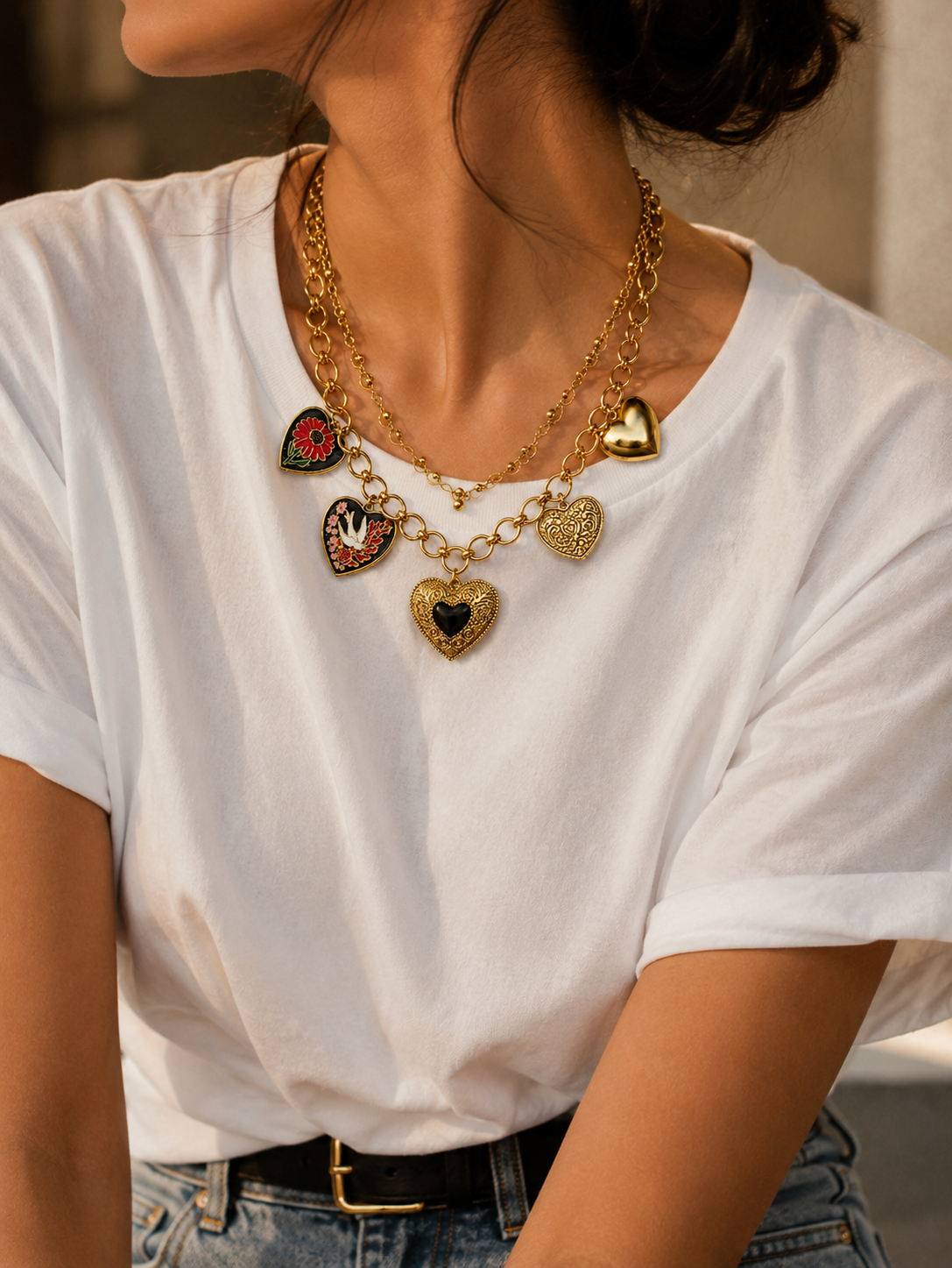 Noir Heart Gold Chain Necklace