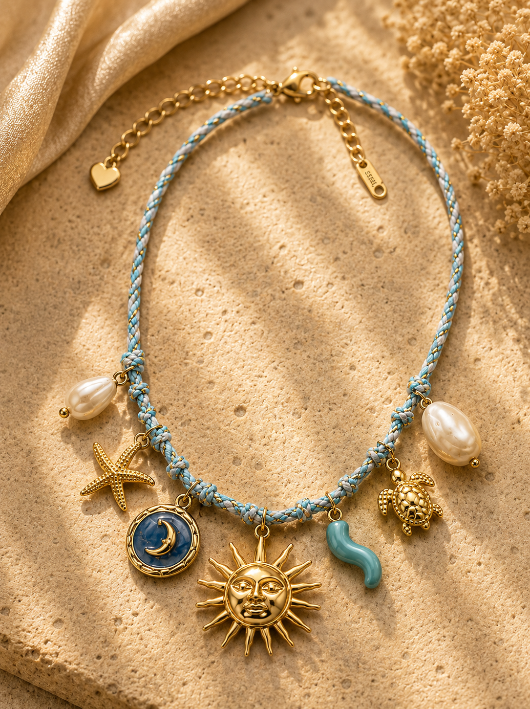 Sun & Sea Braided Charm Necklace