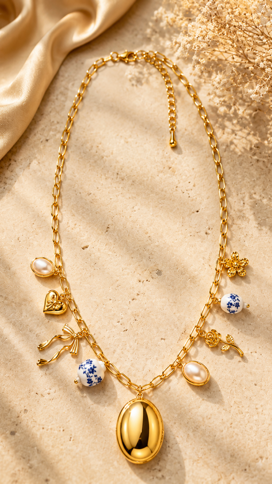 Porcelain Bloom Locket Necklace