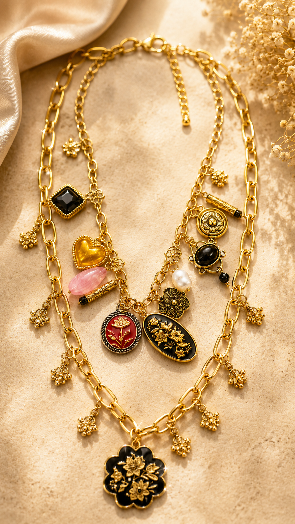Midnight Bloom Layered Necklace
