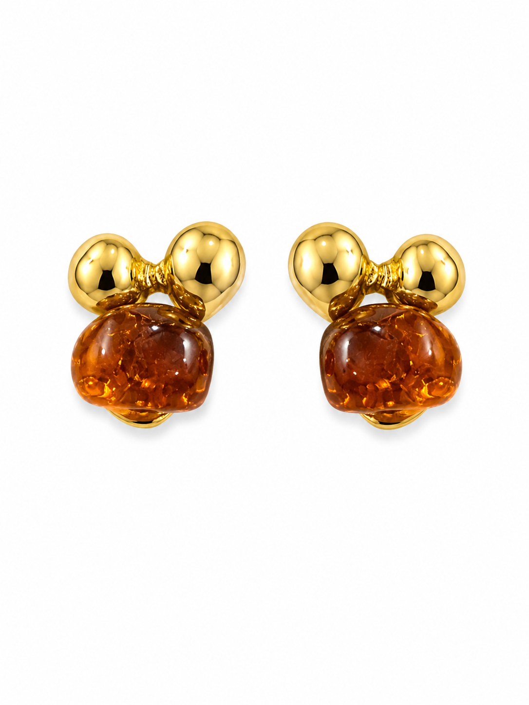 Amber Bead Stud Earring