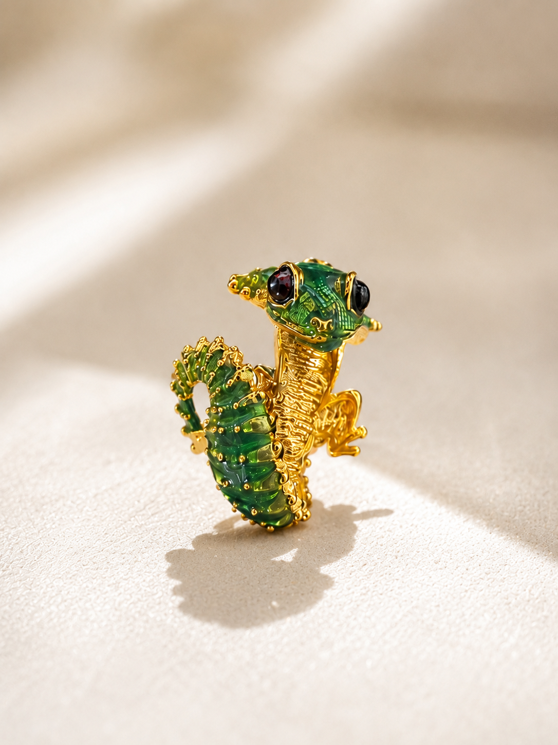 Emerald Frog Statement Ring