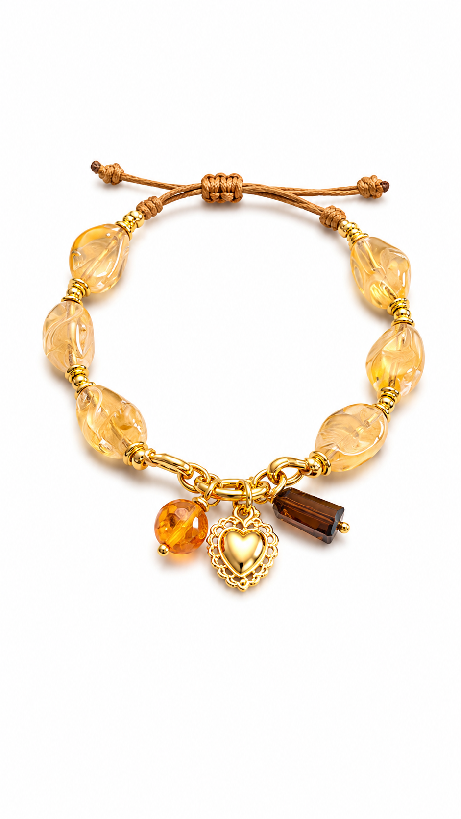 Amber Heart Charm Bracelet