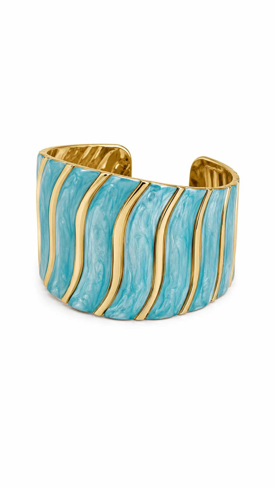 Aqua Wave Gold Cuff Bracelet
