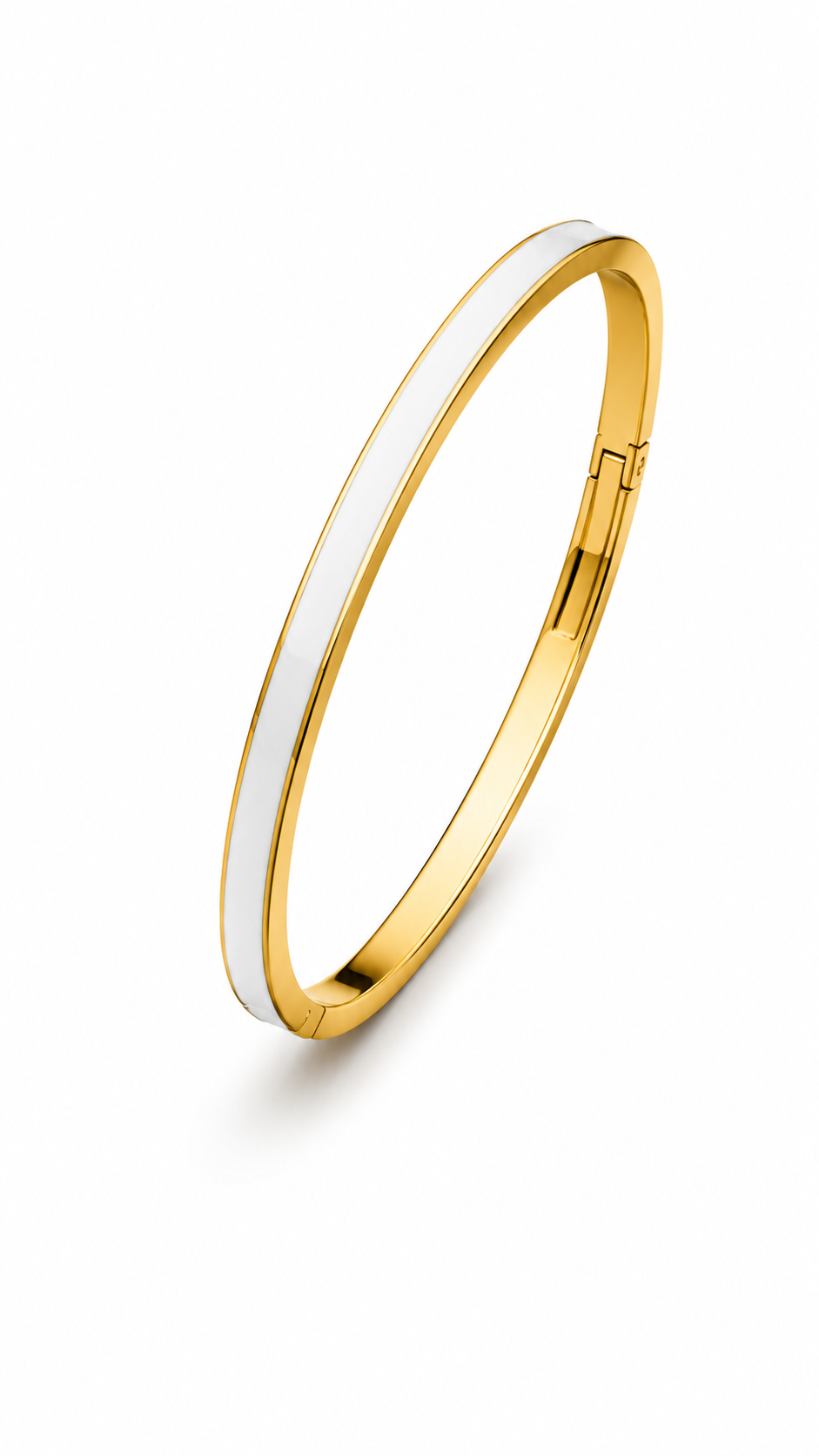 White Enamel Gold Bangle