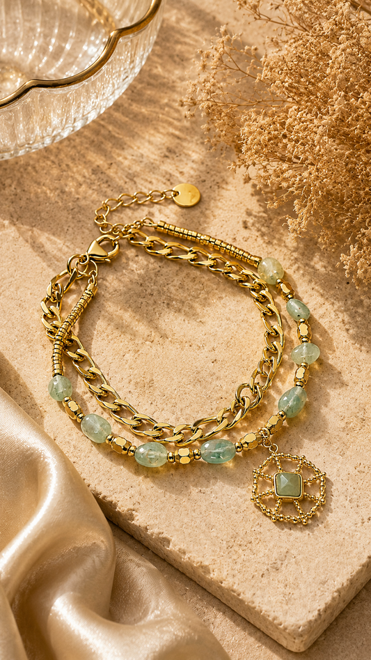 Mint Green Layered Charm Bracelet