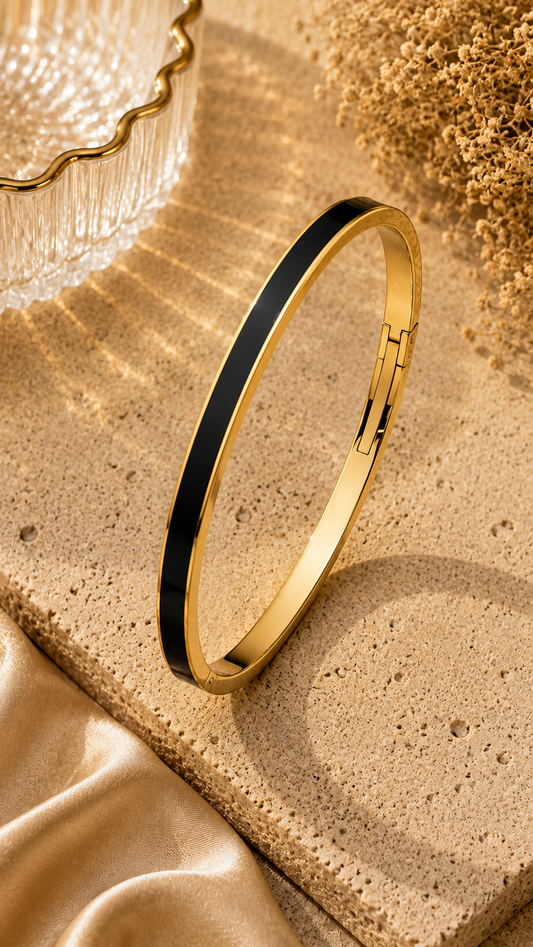 Black Enamel Gold Bangle