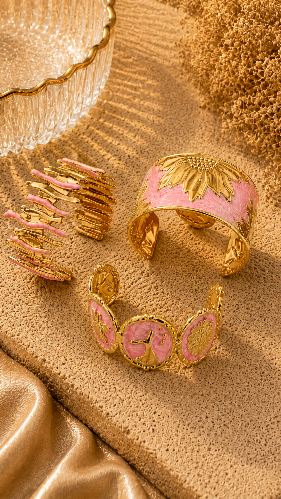 Blush Ripple Gold Cuff Bracelet