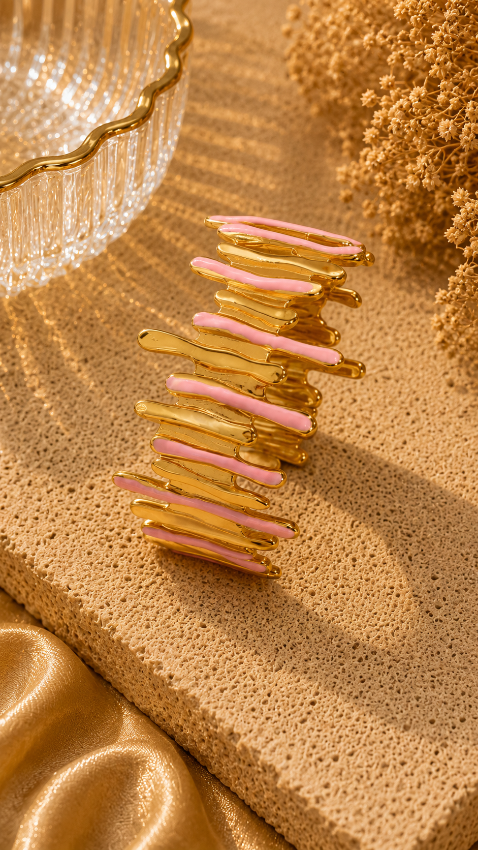 Blush Ripple Gold Cuff Bracelet