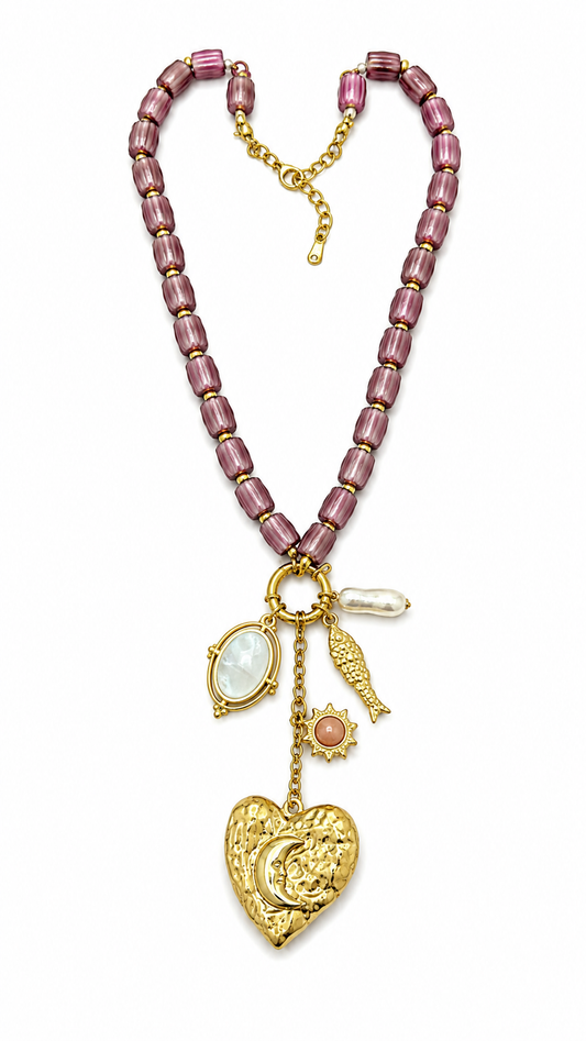 Rose Bead Charm Necklace