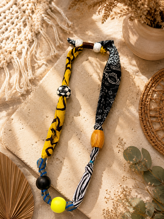 Tribal Fabric Bead Necklace