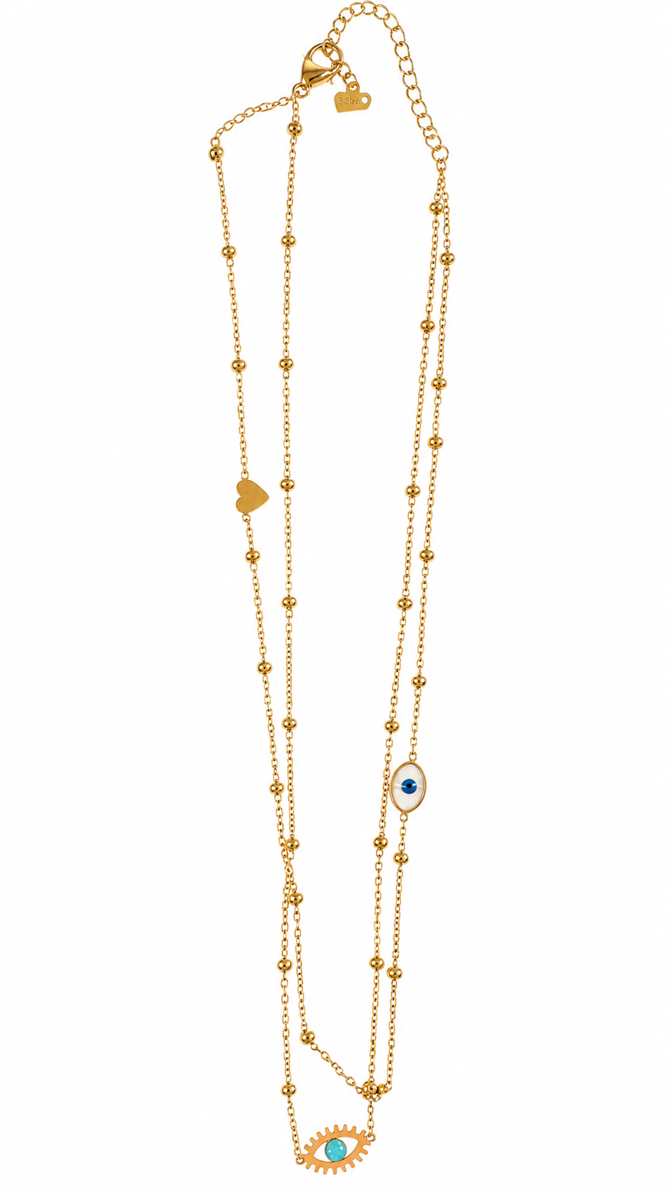 Golden Evil Eye Layered Necklace