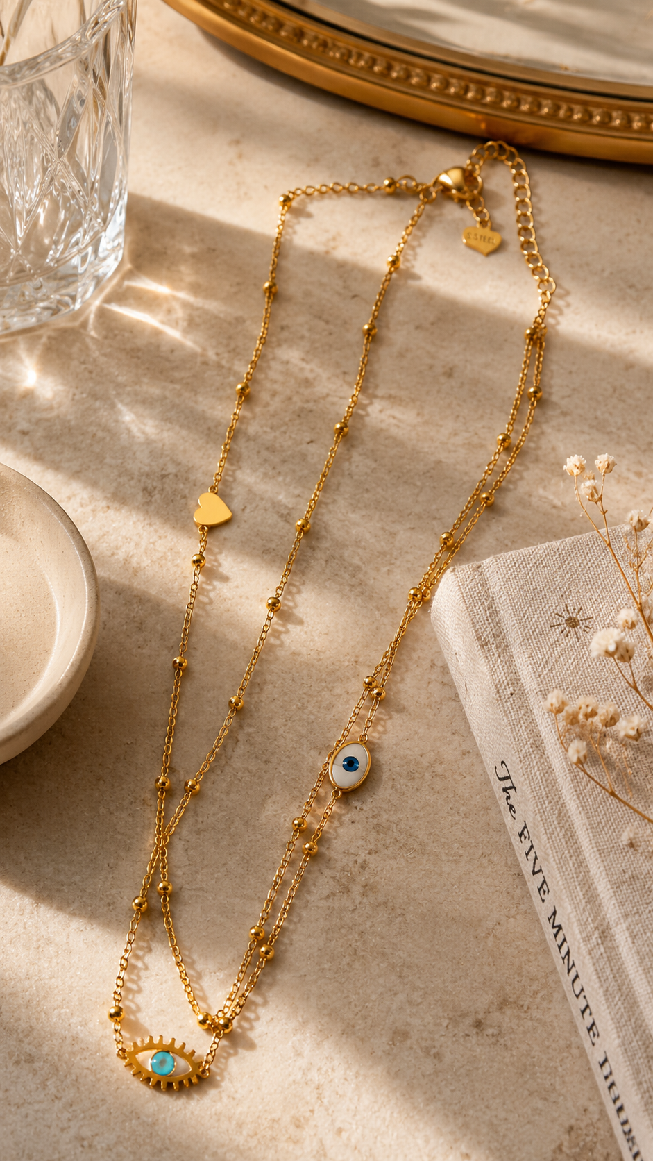 Golden Evil Eye Layered Necklace