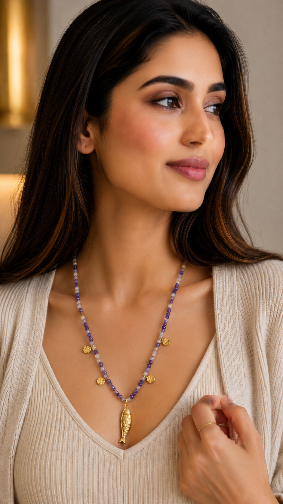 Pisces Charm Beaded Necklace