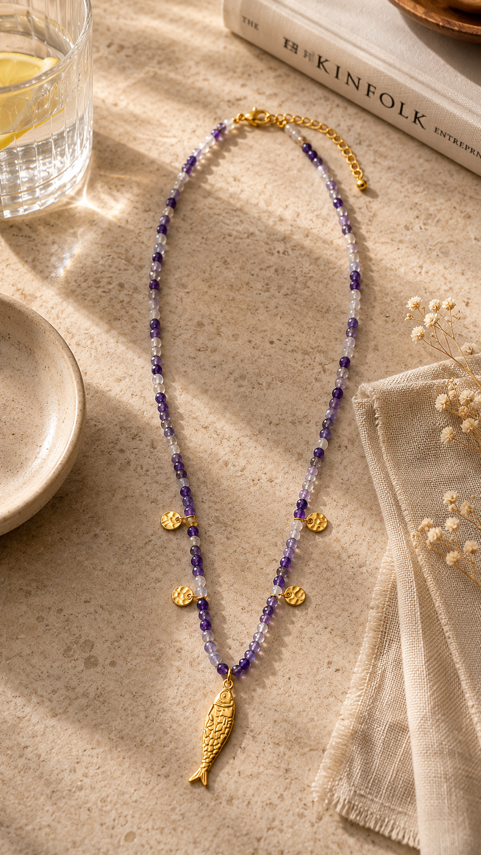 Pisces Charm Beaded Necklace