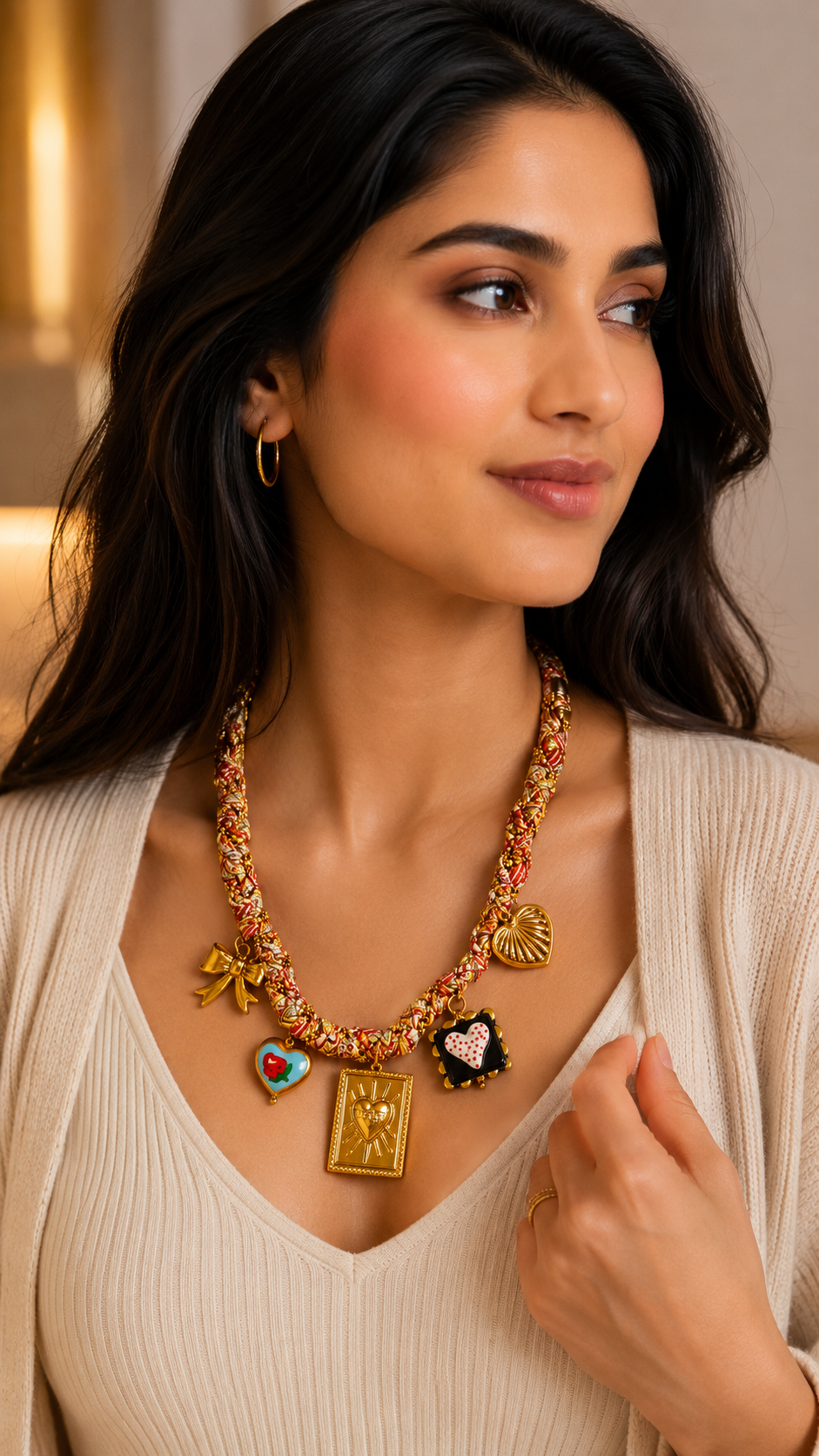 Bohemian Heart Charm Necklace