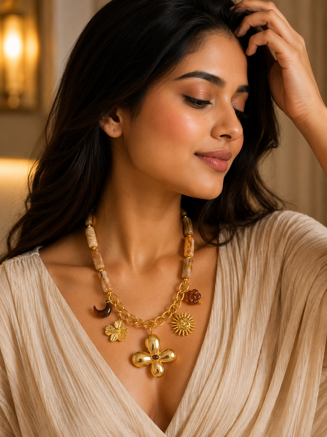 Sunlit Bloom Charm Necklace