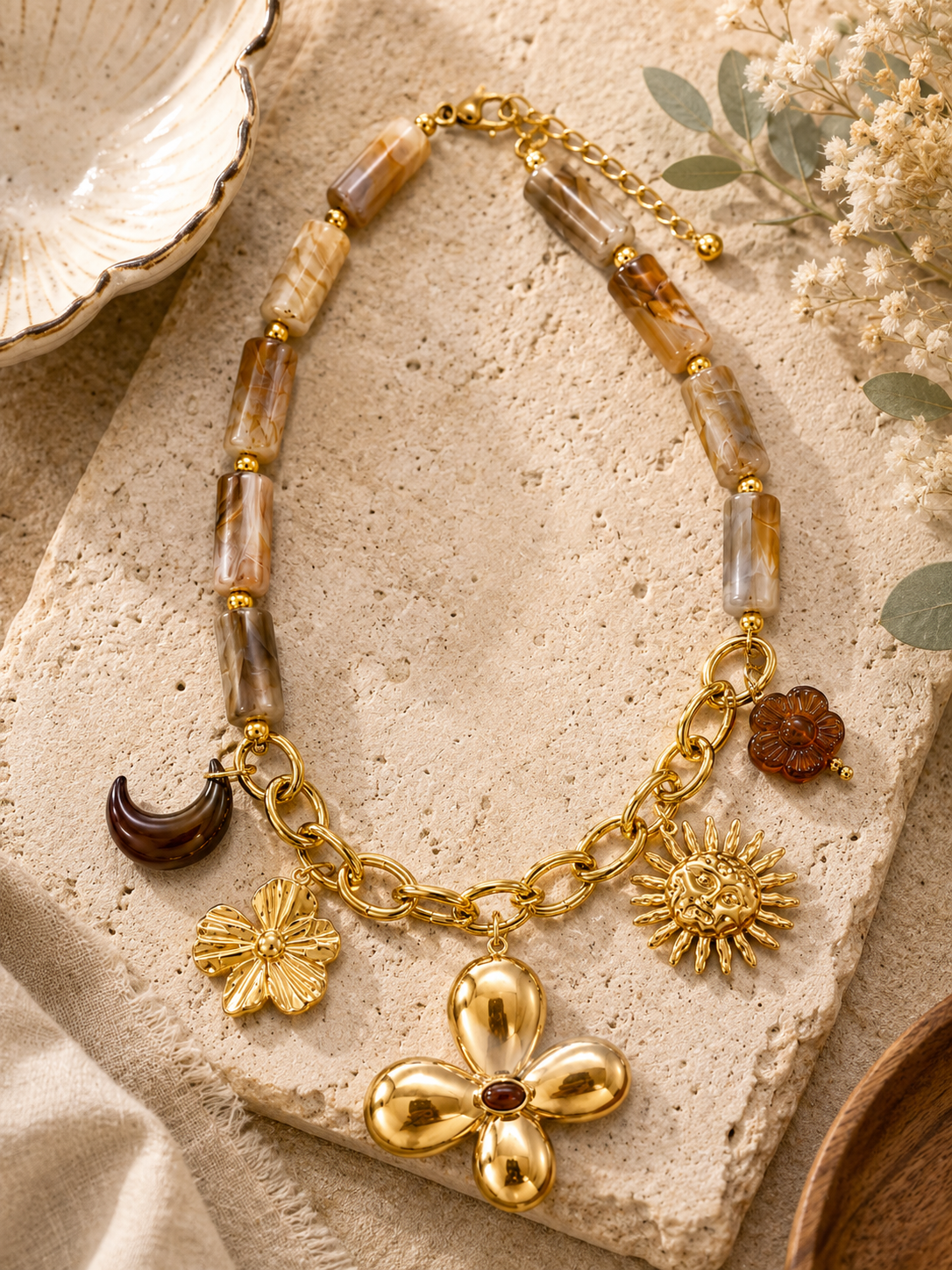 Sunlit Bloom Charm Necklace