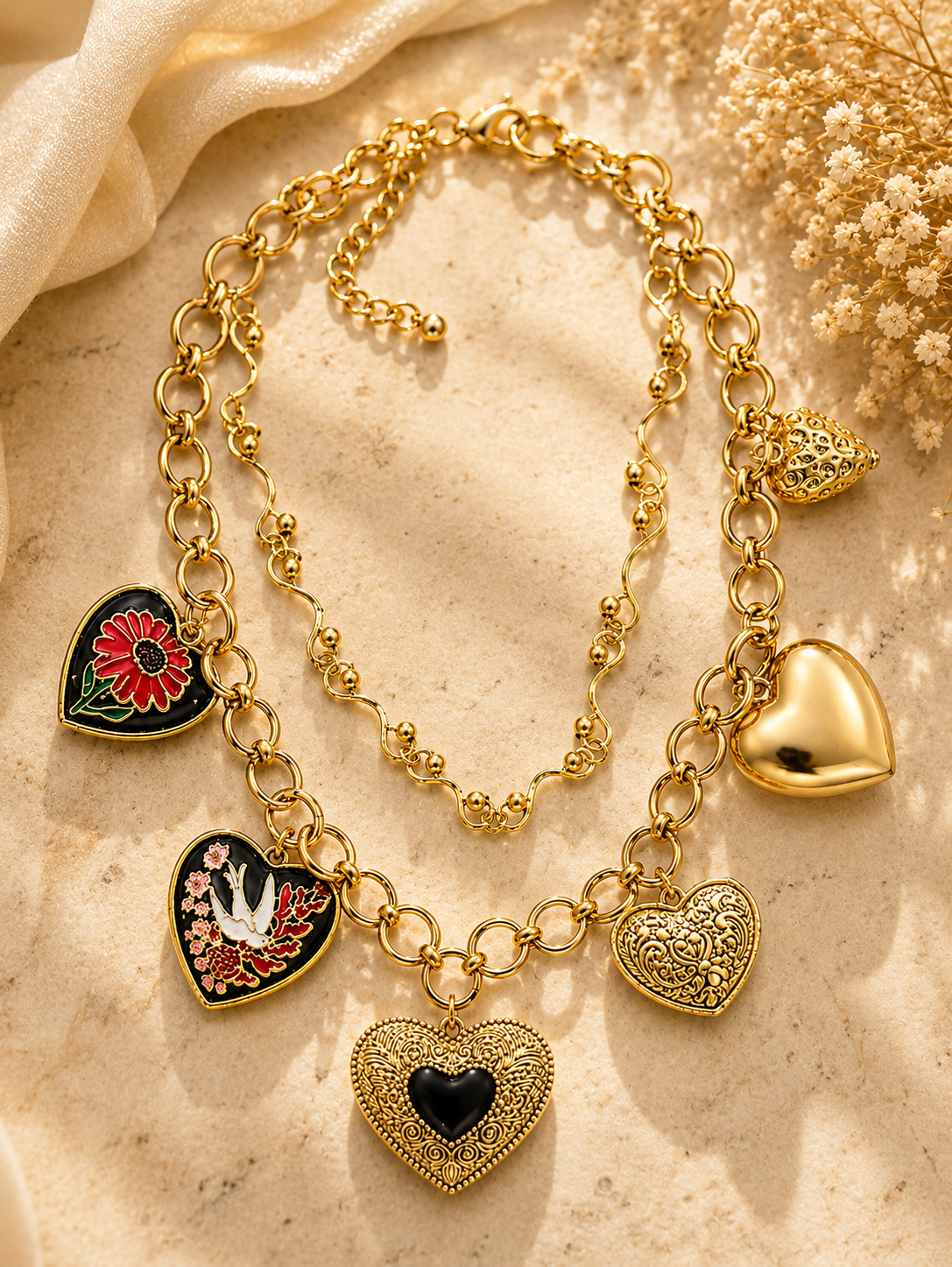Noir Heart Gold Chain Necklace