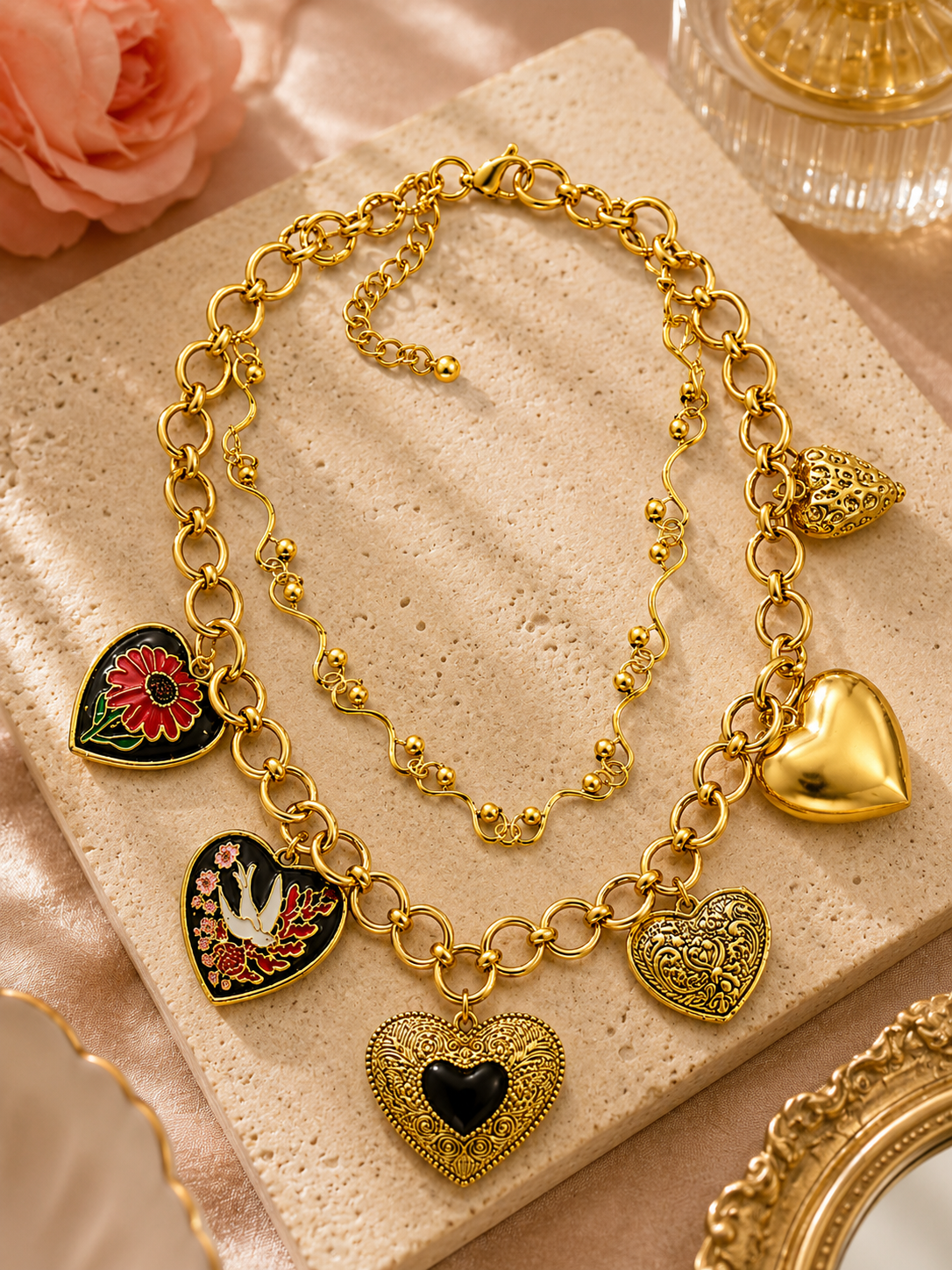 Noir Heart Gold Chain Necklace