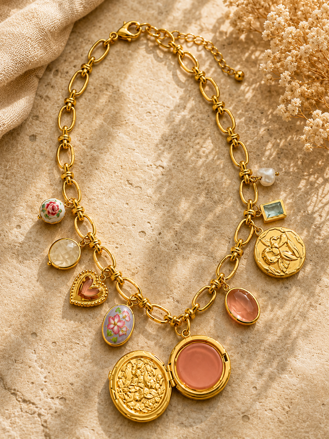 Garden Locket Charm Necklace