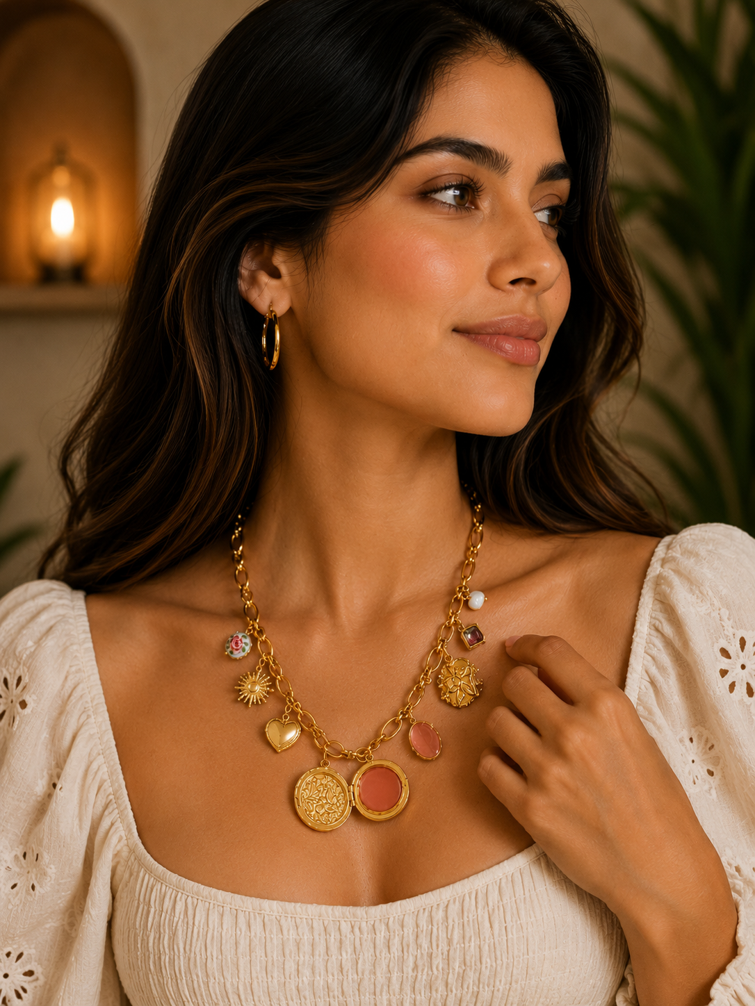 Garden Locket Charm Necklace