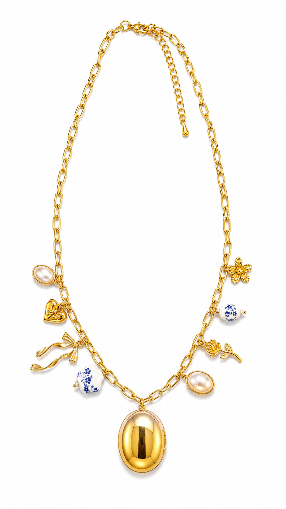 Porcelain Bloom Locket Necklace