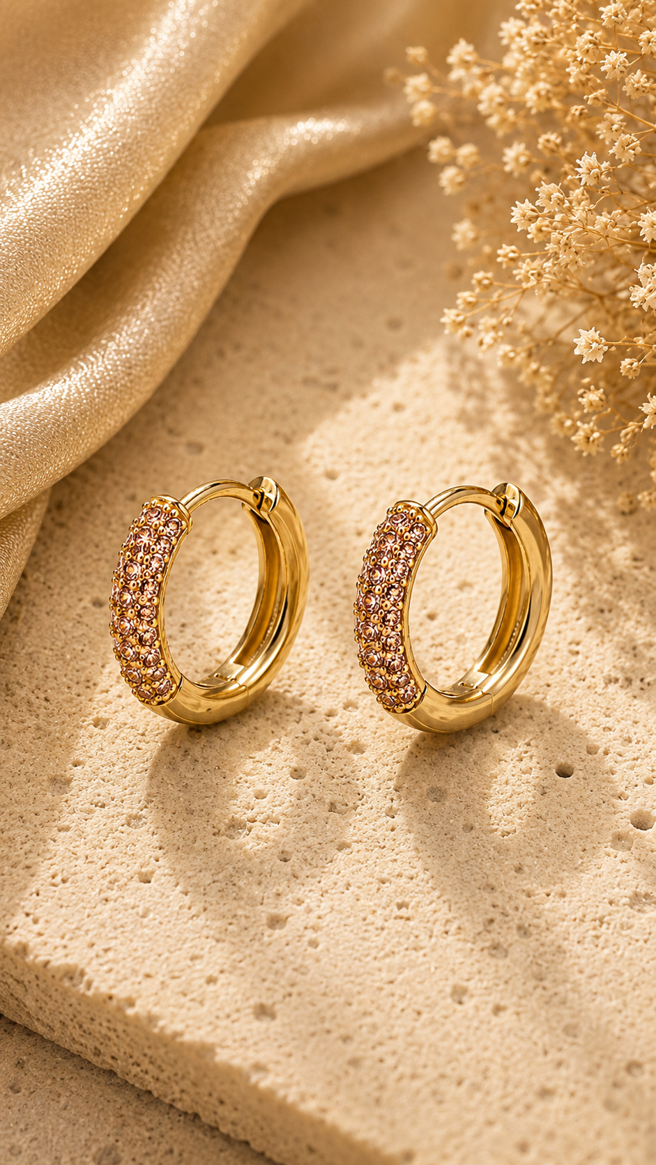 Champagne Pavé Gold Hoop