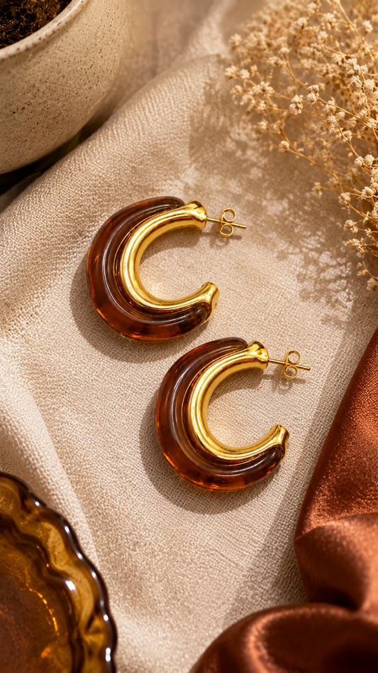 Amber Glow Hoop Earring