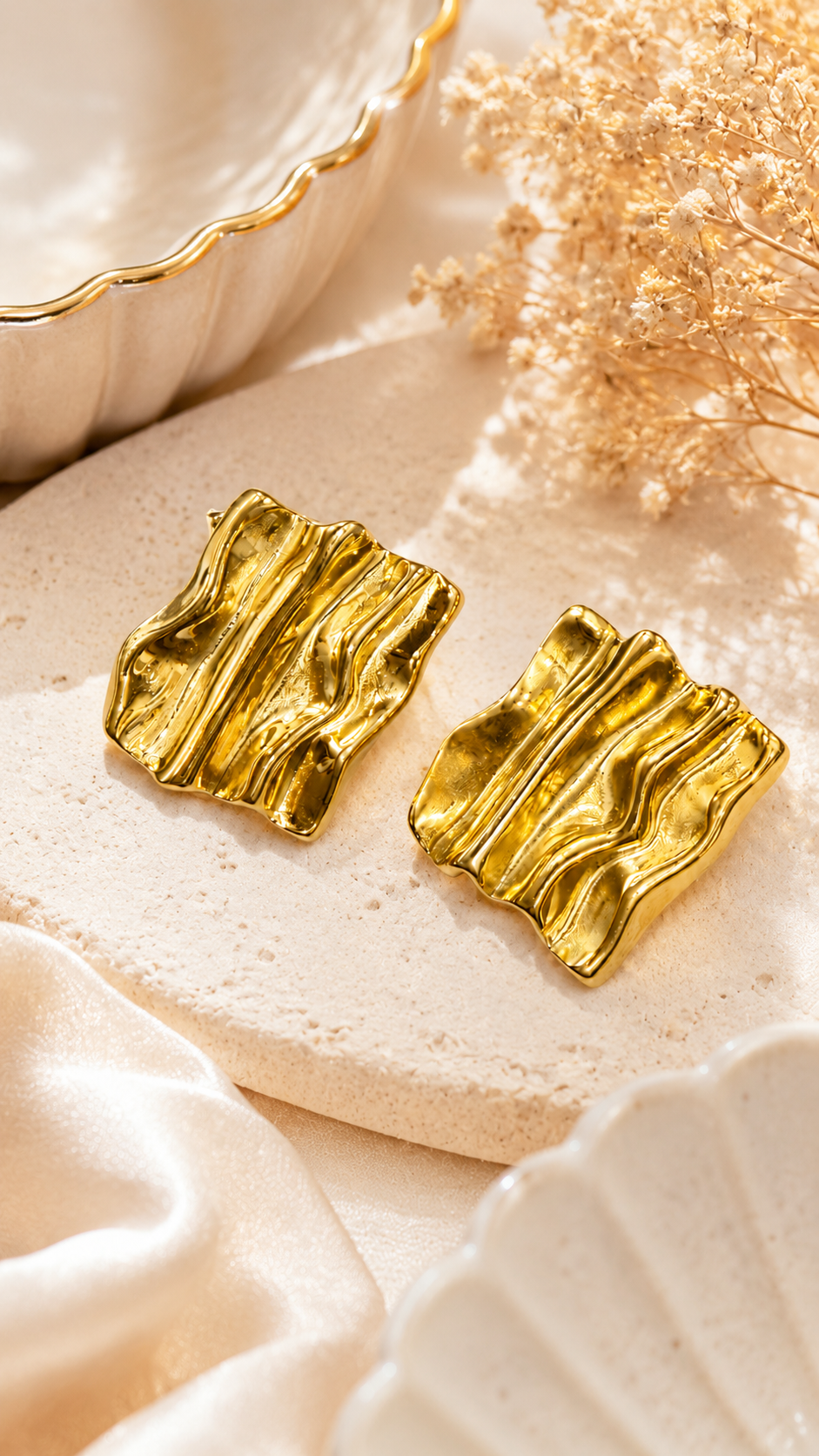 Textured Gold Statement Studs