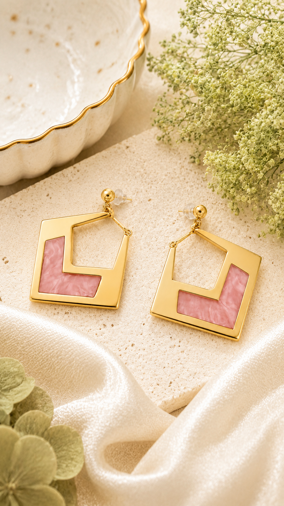 Blushy Pink Drop Earring