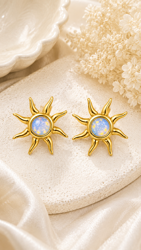 Opal Sun Stud Earring