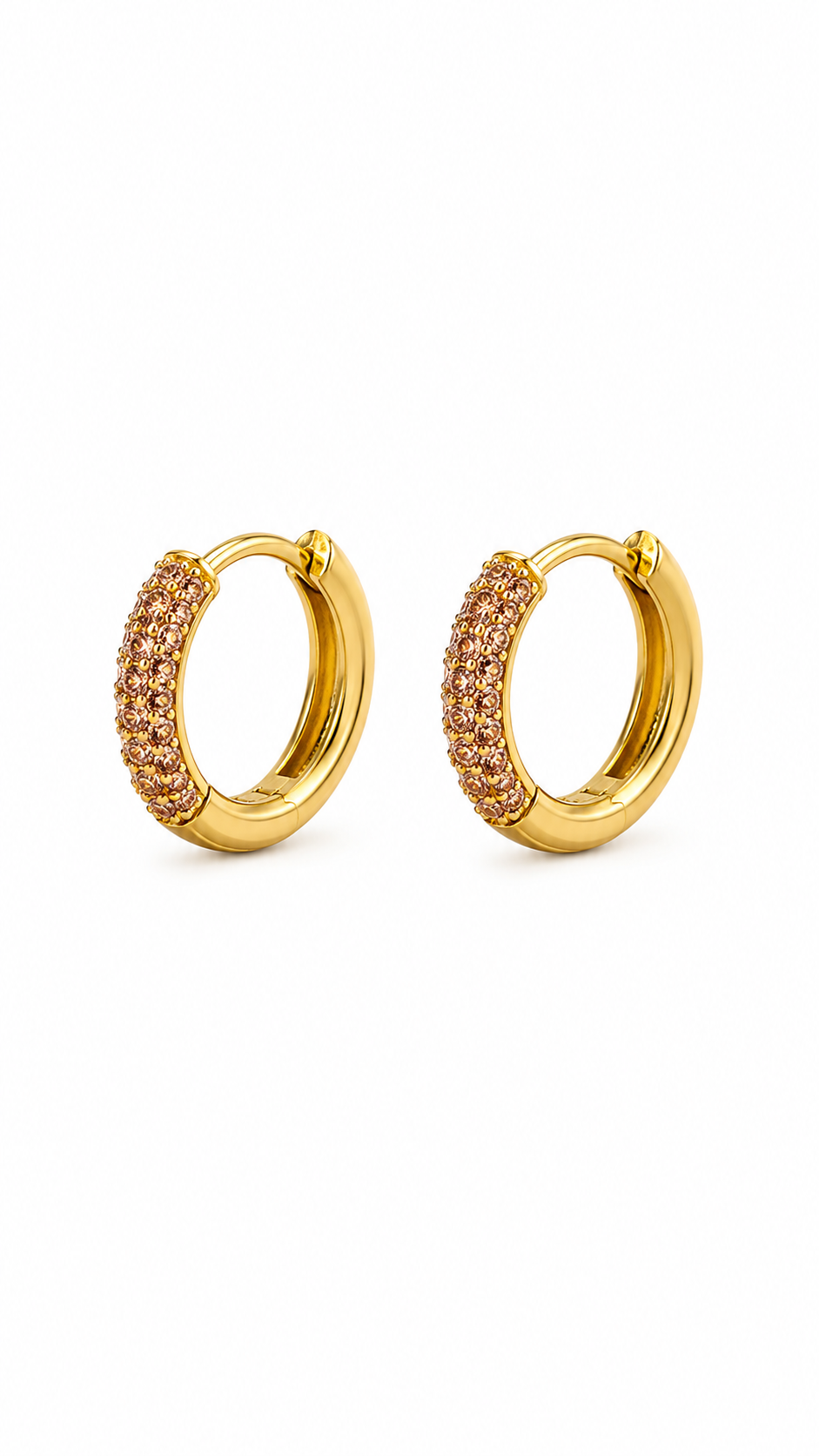 Champagne Pavé Gold Hoop