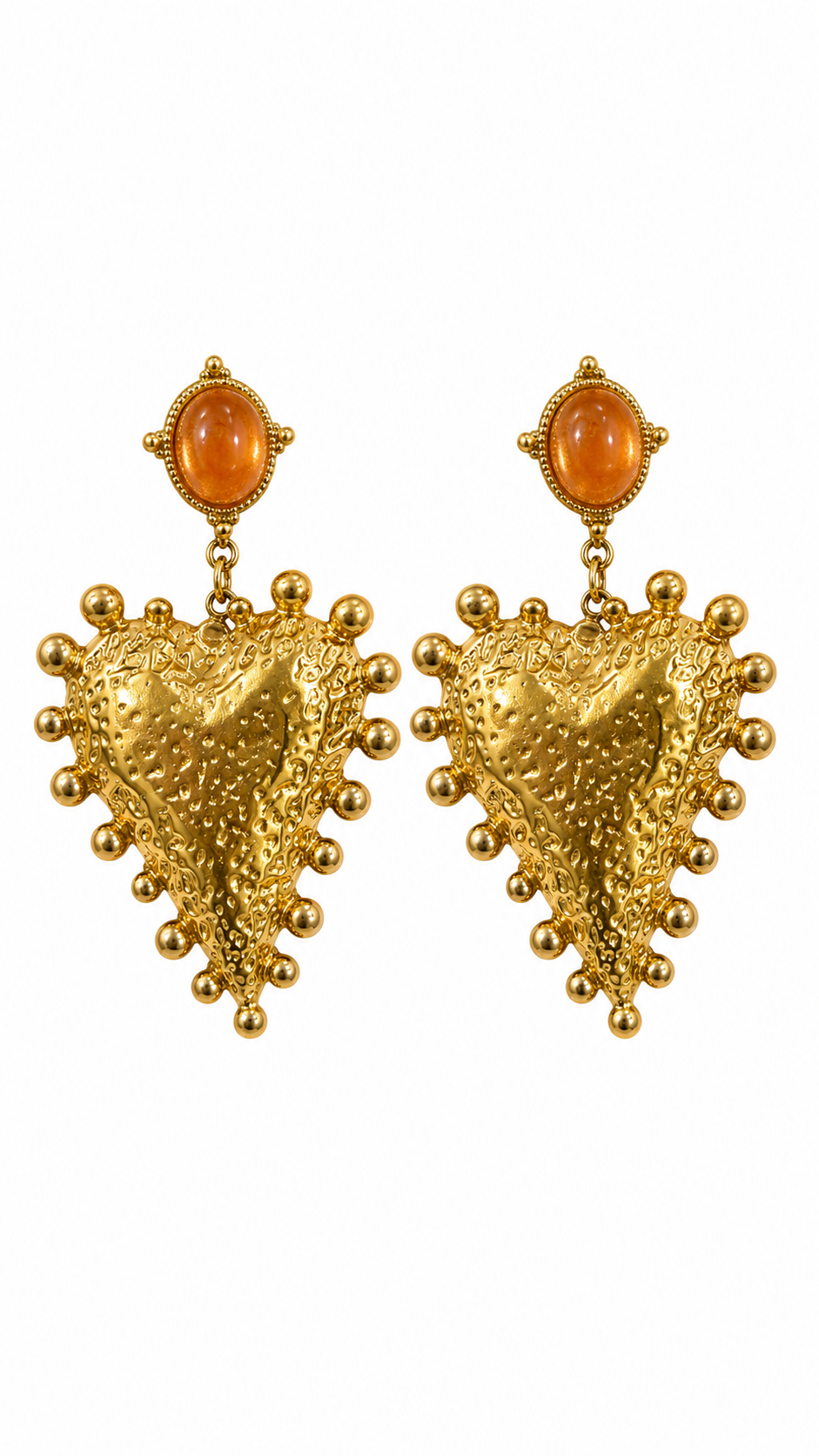 Amber Heart Drop Earring