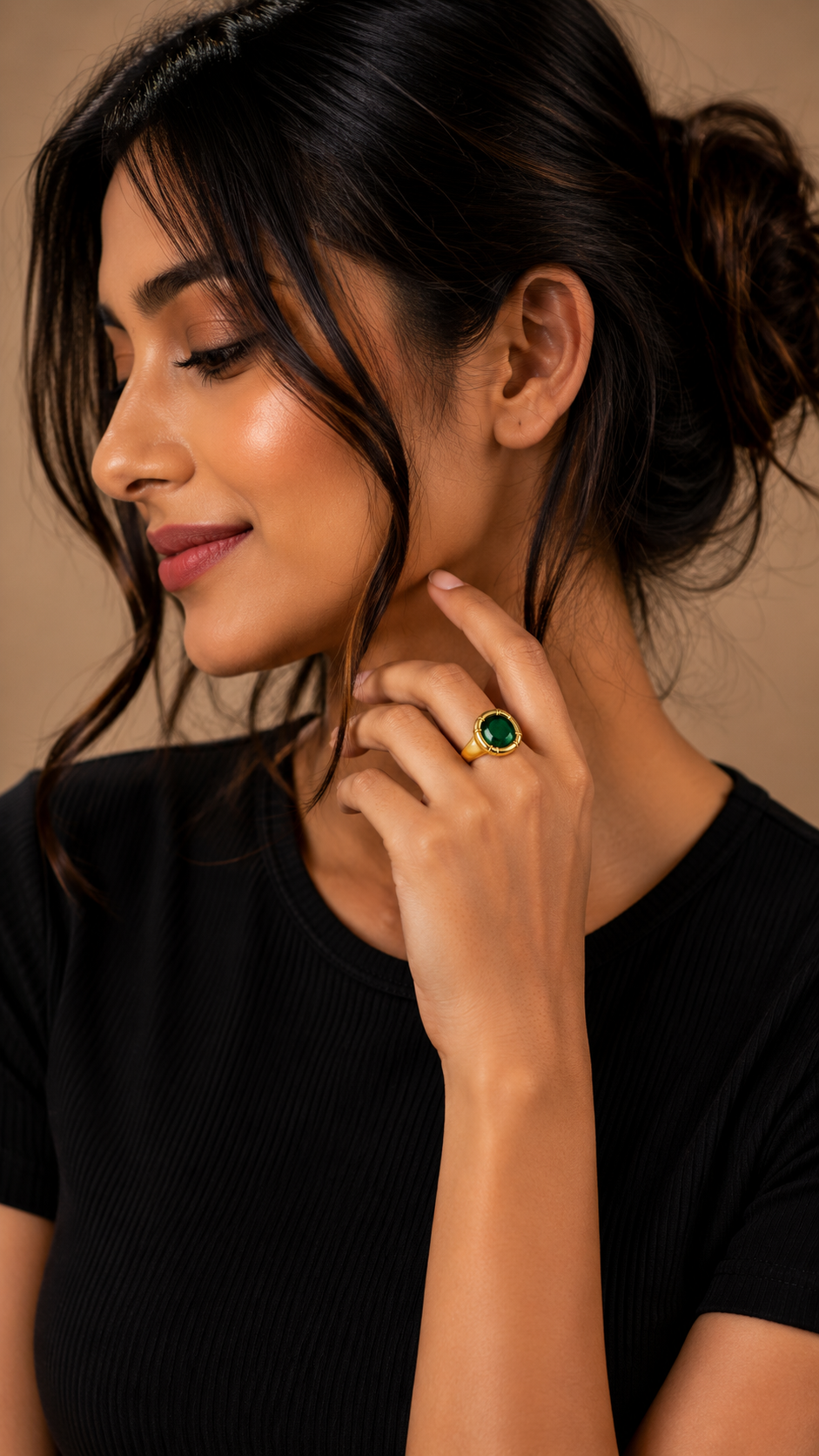 Emerald Halo Gold Ring