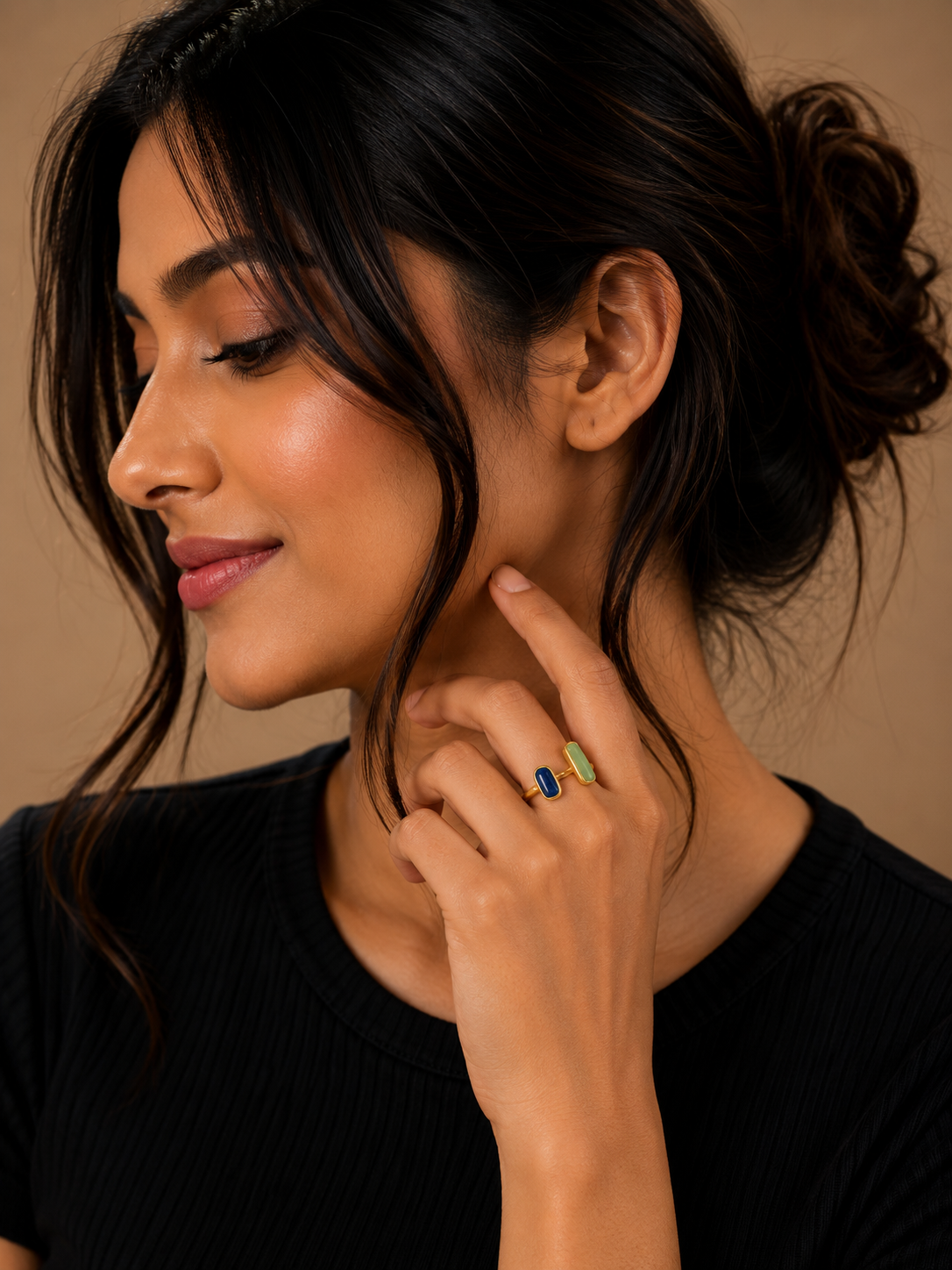 Duo Stone Gold Ring
