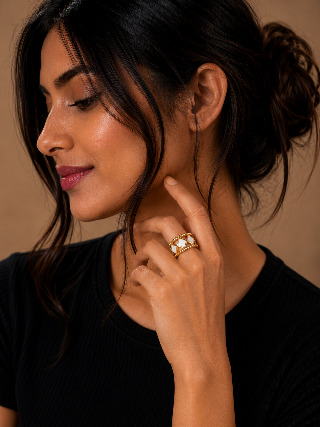 Pearl Lattice Gold Ring