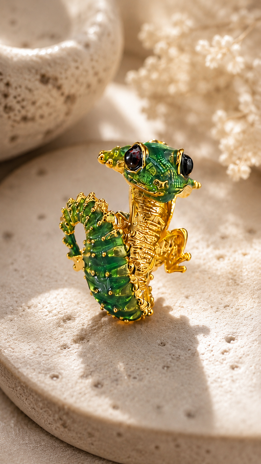 Emerald Frog Statement Ring