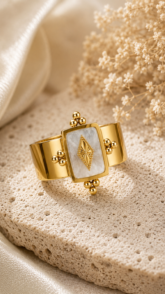 Pearl Inlay Gold Ring