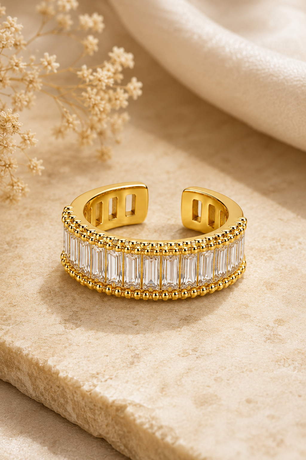 Classic Baguette Gold Cuff Bracelet