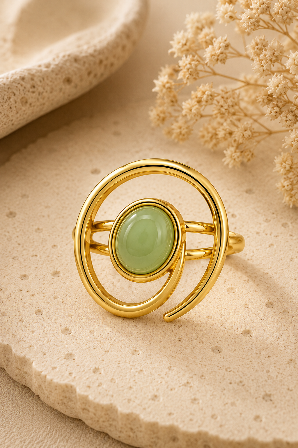 Jade Orbit Gold Ring