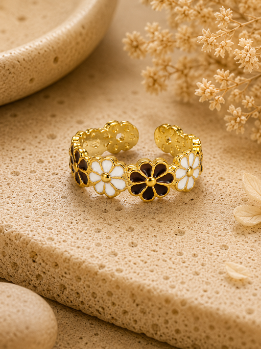 Bloom Enamel Gold Ring