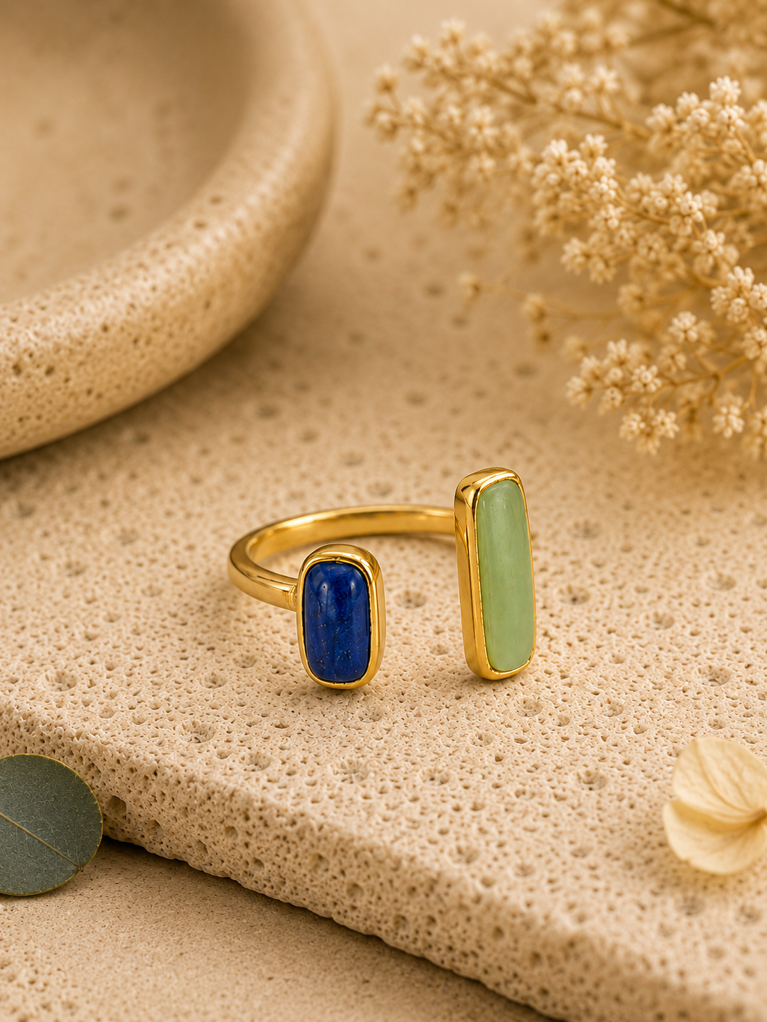 Duo Stone Gold Ring