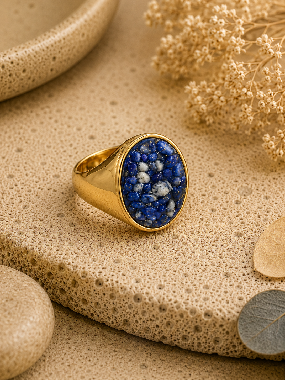 Lapis Pebble Gold Ring