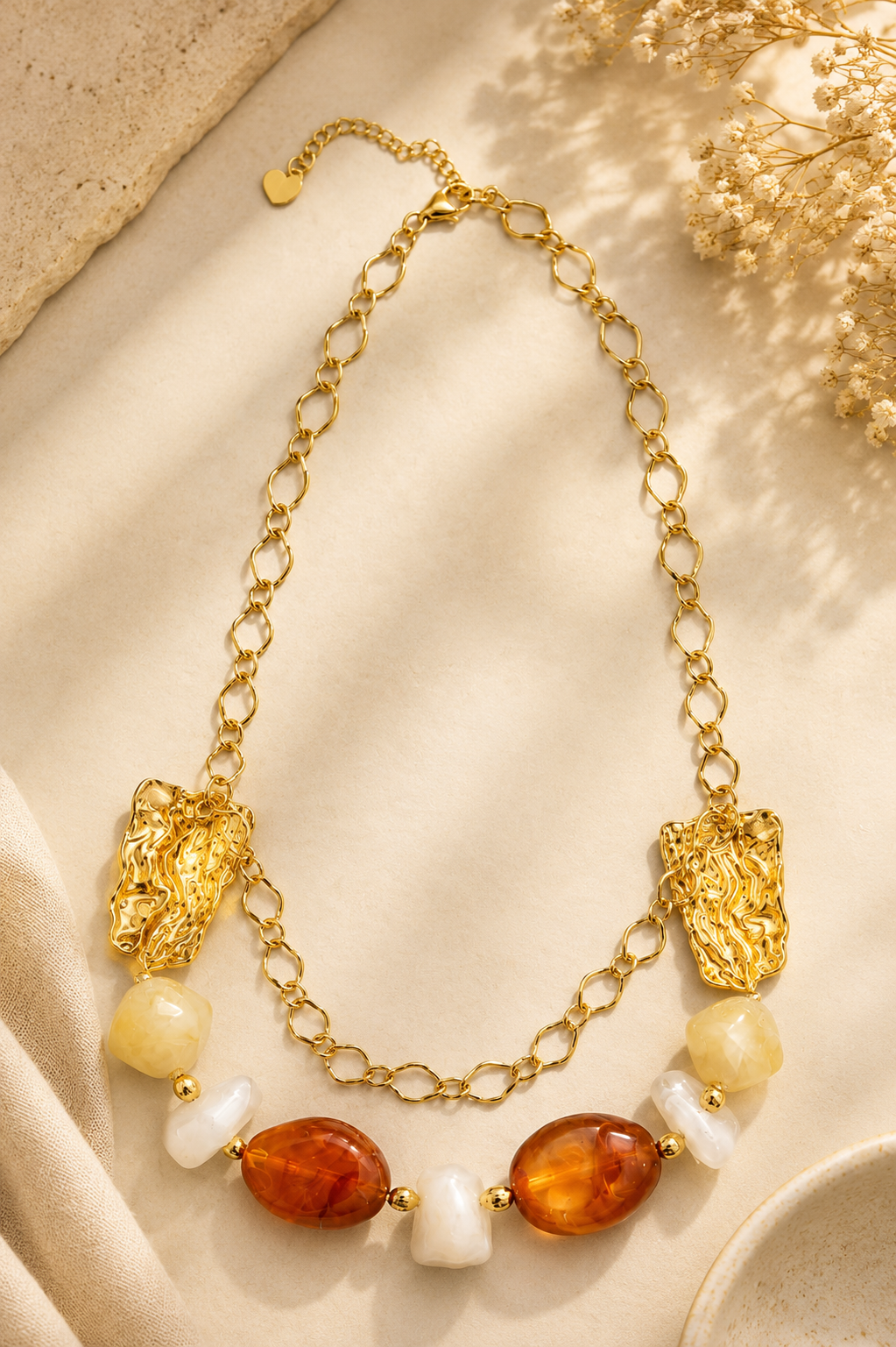 Sunlit Seashell Gold Chain Necklace
