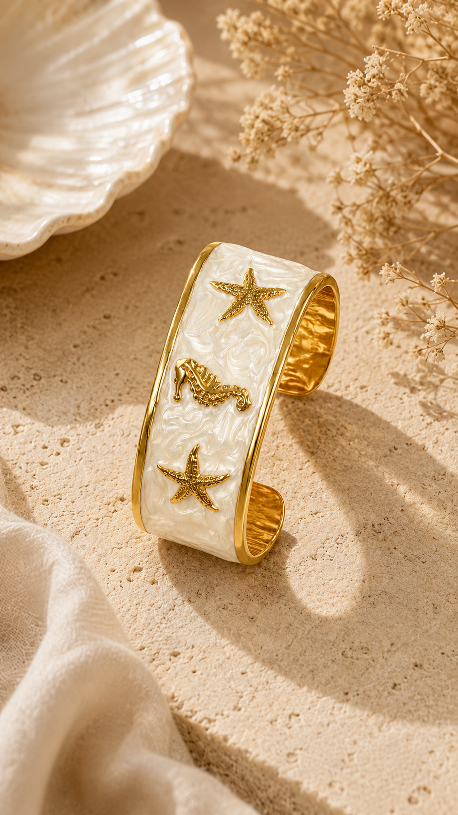 Ocean White Pearl Cuff Bracelet